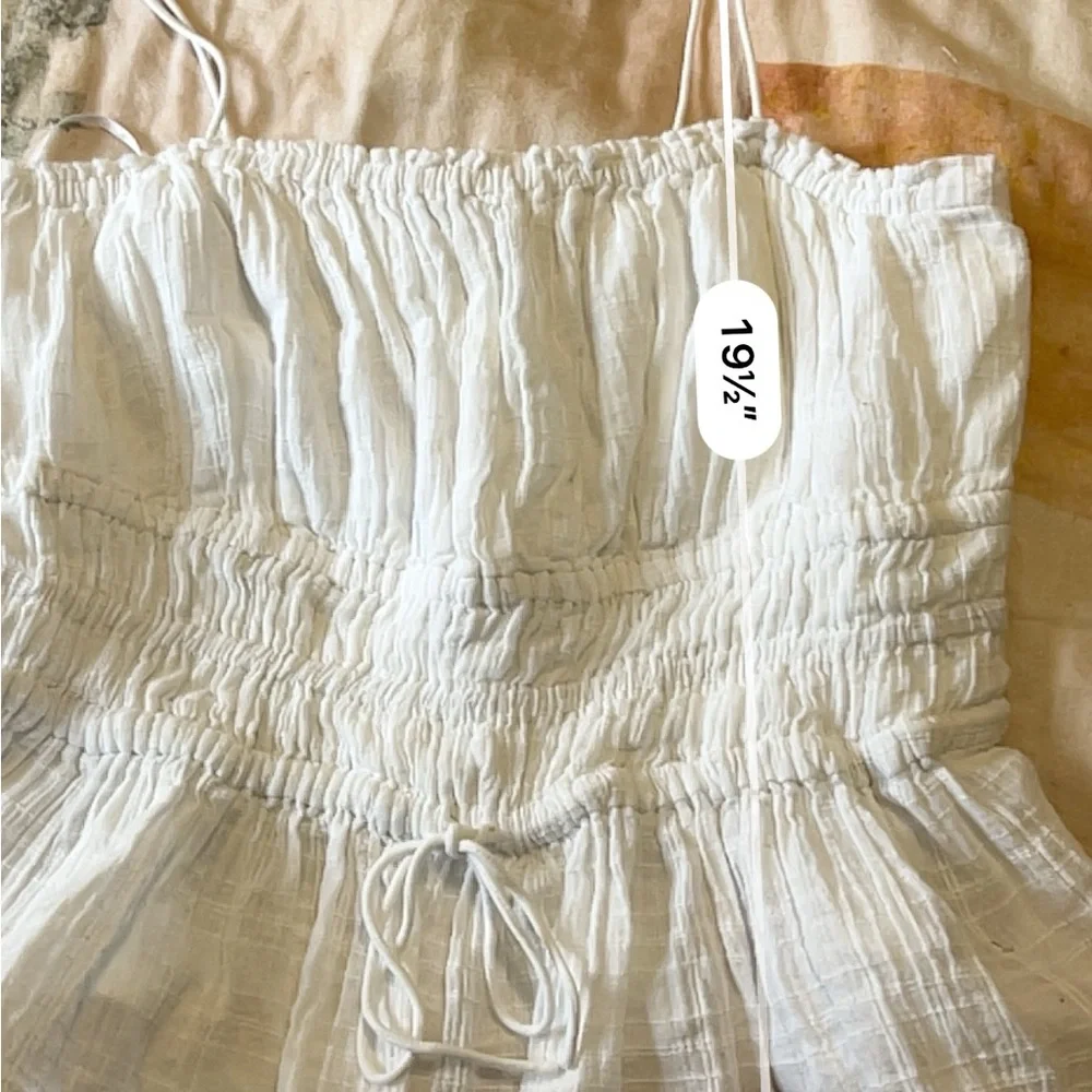 J. Crew Clio White Smocked Peplum Cami with Tie Straps M - Picture 9 of 11